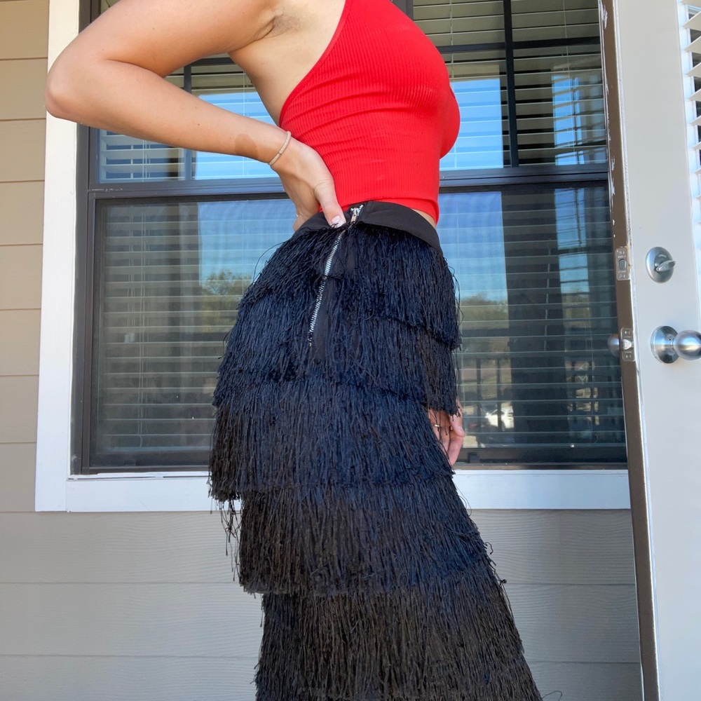 Black Fringe Pants